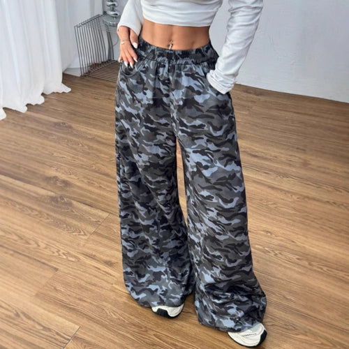 Damen weite Cargo-Hose mit modernem Camouflage-Print Drune