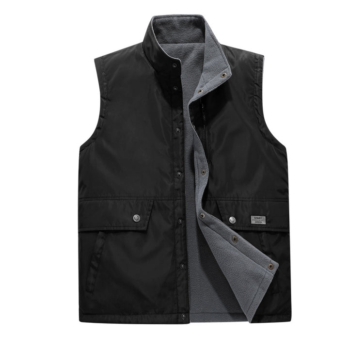 Herren Wind- und Wasserabweisende Utility-Weste mit Fleece-Innenfutter, Stehkragen und Multifachtaschen Drune