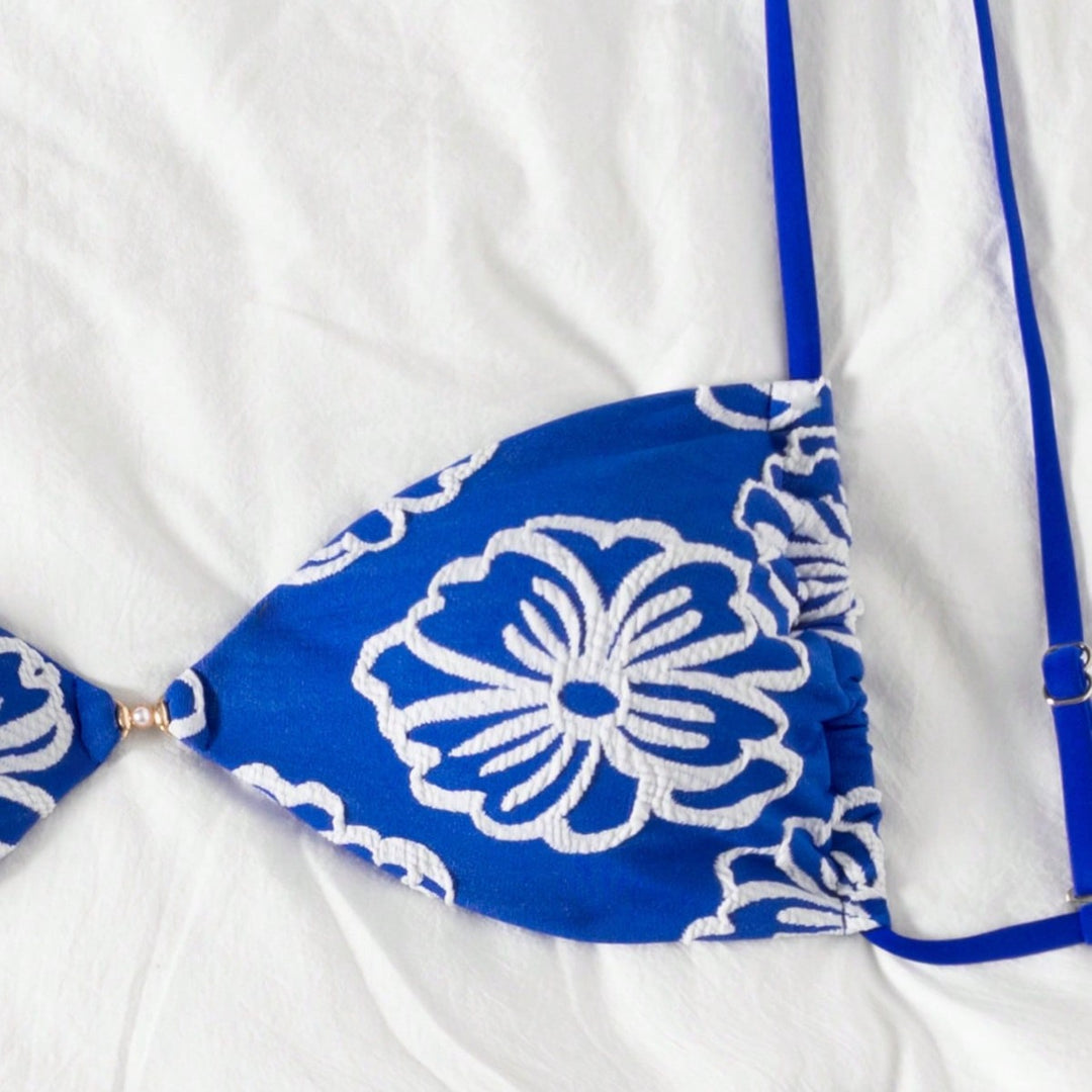 Damen Triangel-Bikini mit floralem Design und verstellbaren Trägern Drune