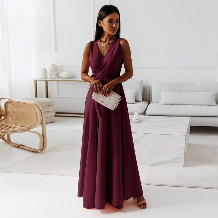 Damen Elegantes Wickel-Minikleid mit tiefem V-Ausschnitt und fließendem Stoff Drune