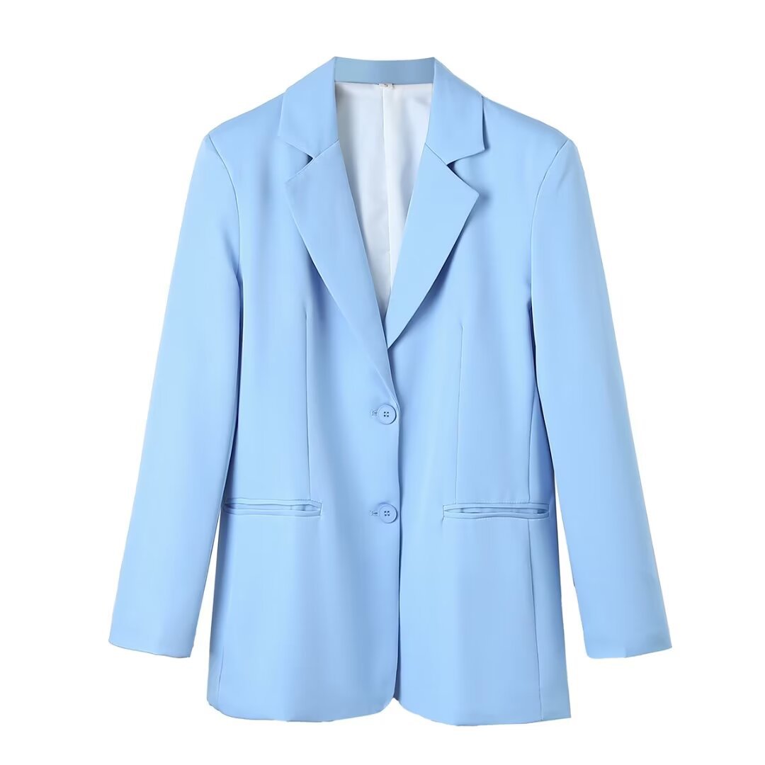 Damen nan taillierter Oversize-Blazer mit Reverskragen, Knopfverschluss und paspelierten Leistentaschen Drune
