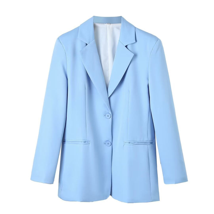 Damen nan taillierter Oversize-Blazer mit Reverskragen, Knopfverschluss und paspelierten Leistentaschen Drune