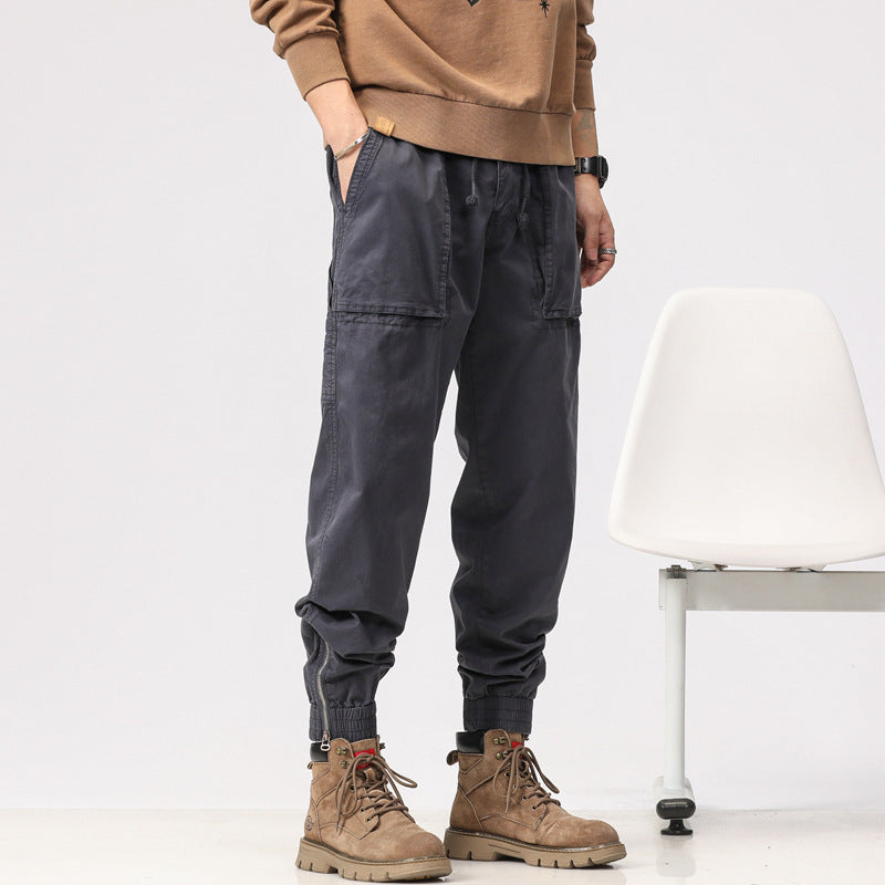 Herren Workwear-Cargohose im Tech-Joggerstil mit aufgesetzten Fronttaschen, Hammer-Schlaufe und Knöchel-Reißverschlüssen Drune