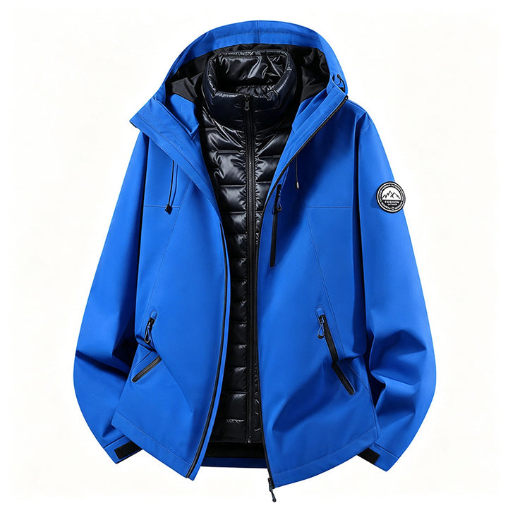 Unisex wetterfeste dreiteilige Softshelljacke mit abnehmbarer Steppinnenjacke und Kapuze Drune