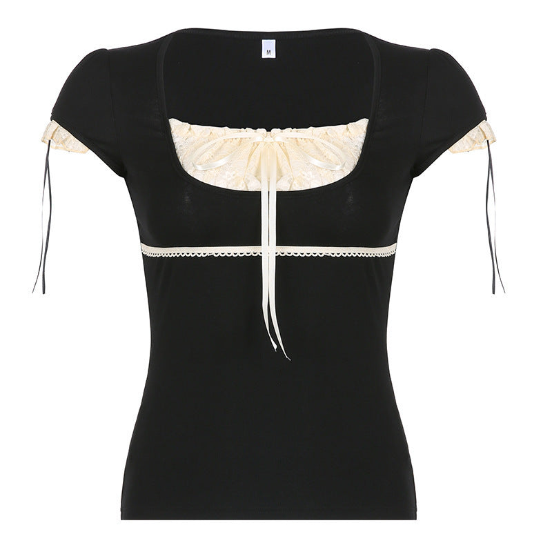 Damen Elegantes Spitzenoberteil mit raffinierten Schnürdetails Drune