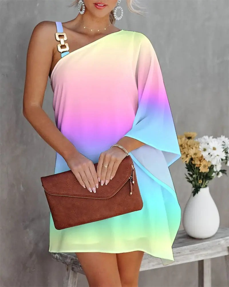 Damen Freizeit Kleid mit asymmetrischem Schnitt und schimmernden Details Drune