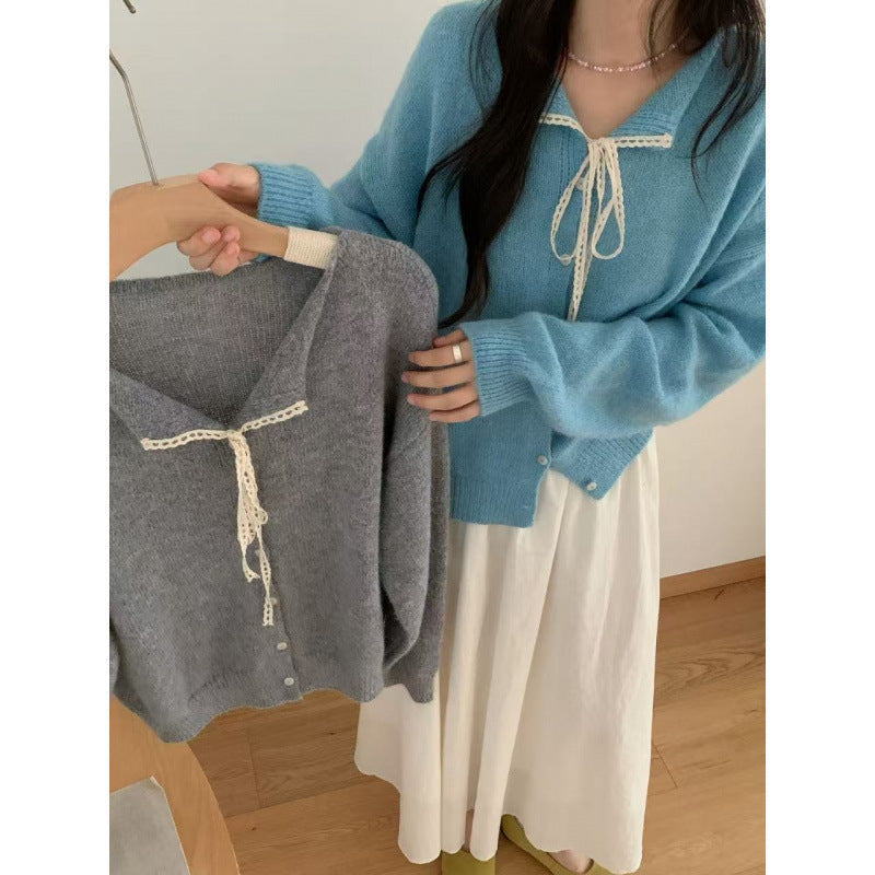 Damen Knopf-Cardigan mit romantischem Kordelzug Drune