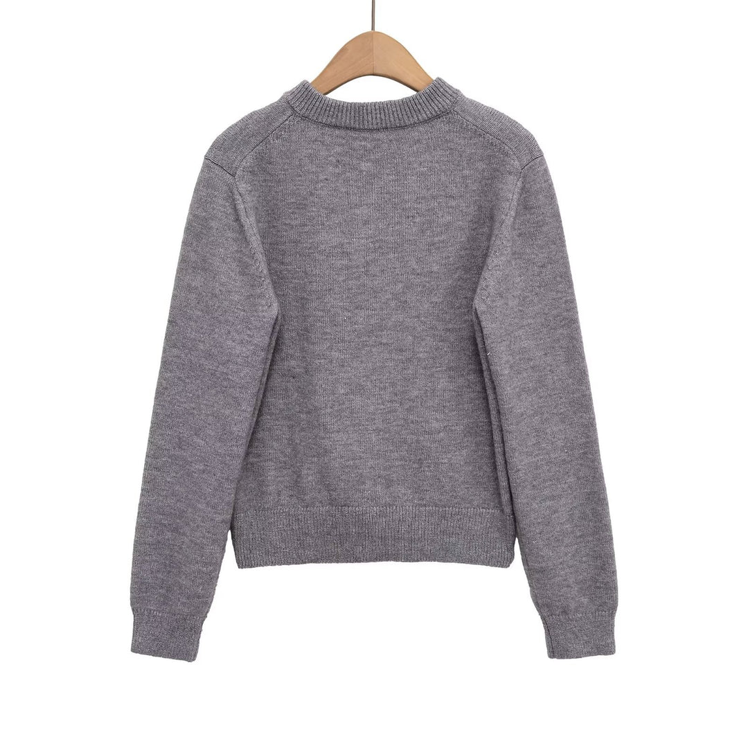 Damen Strickjacke mit Knopfverschluss und elastischem Bund Drune