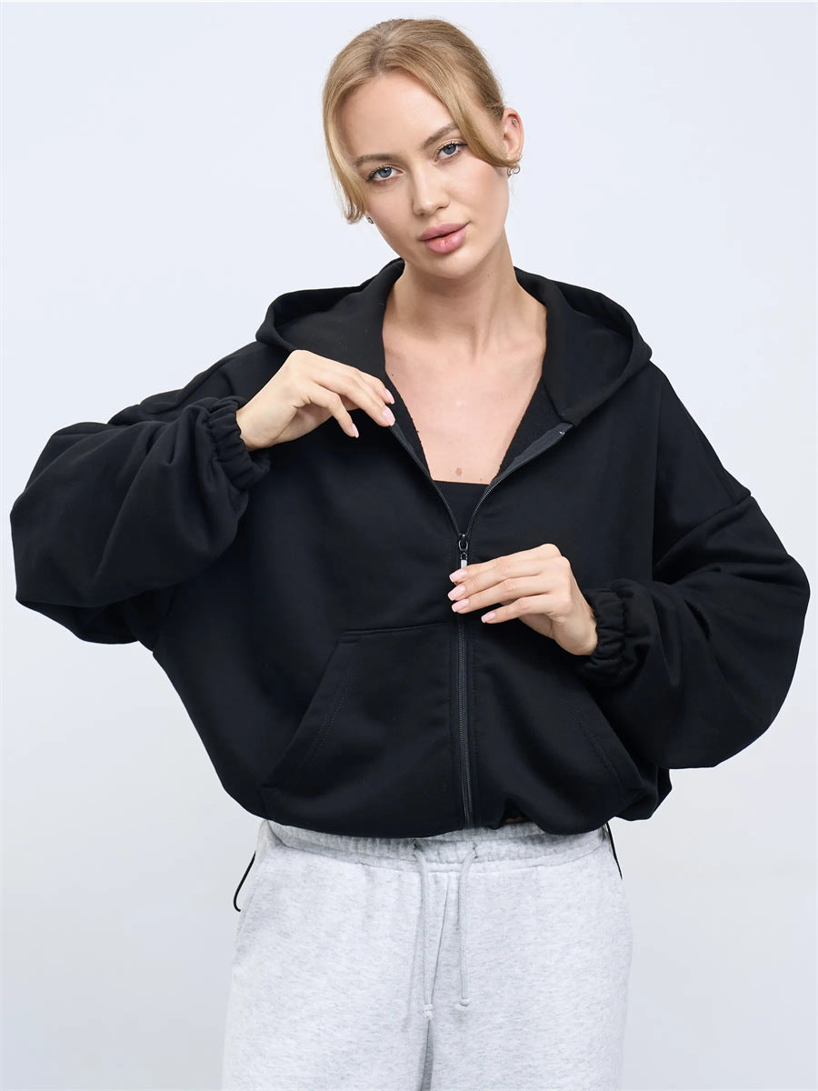 Damen Modischer cropped Zip-Hoodie Drune