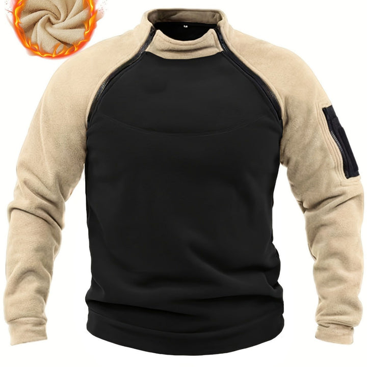 Herren Technischer Fleece-Combat-Pullover mit verstärkter Frontplatte & Schulterreißverschlüssen Drune