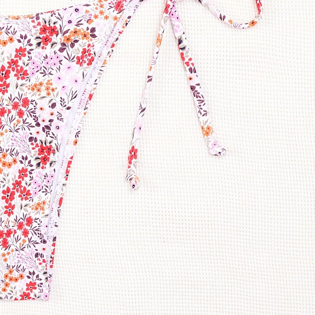 Damen Triangel-Bikini mit floralem Muster und verstellbaren Bindebändern Drune