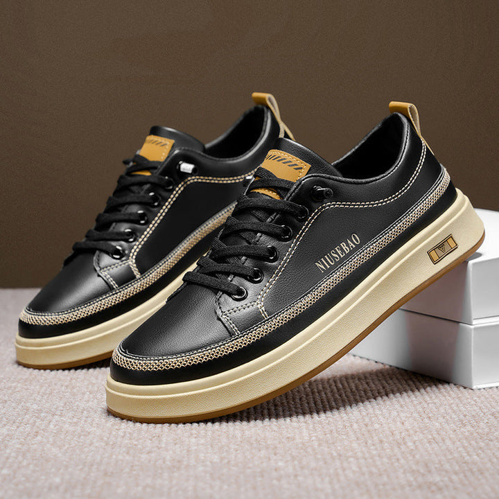 Damen Modische Ledersneakers mit bequemer Dämpfung und rutschfester Sohle Drune