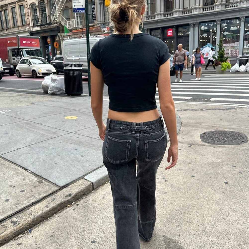 Damen Crop-Top mit kreativem Grafikdruck und lässigem Schnitt Drune
