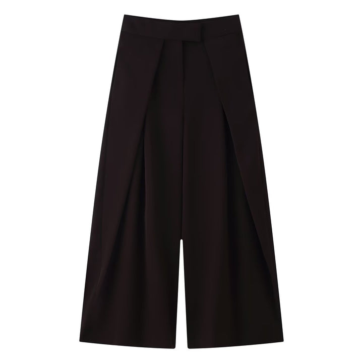 Damen Culotte-Hose mit weitem Bein, hoher Taille und ausgestellter Silhouette Drune