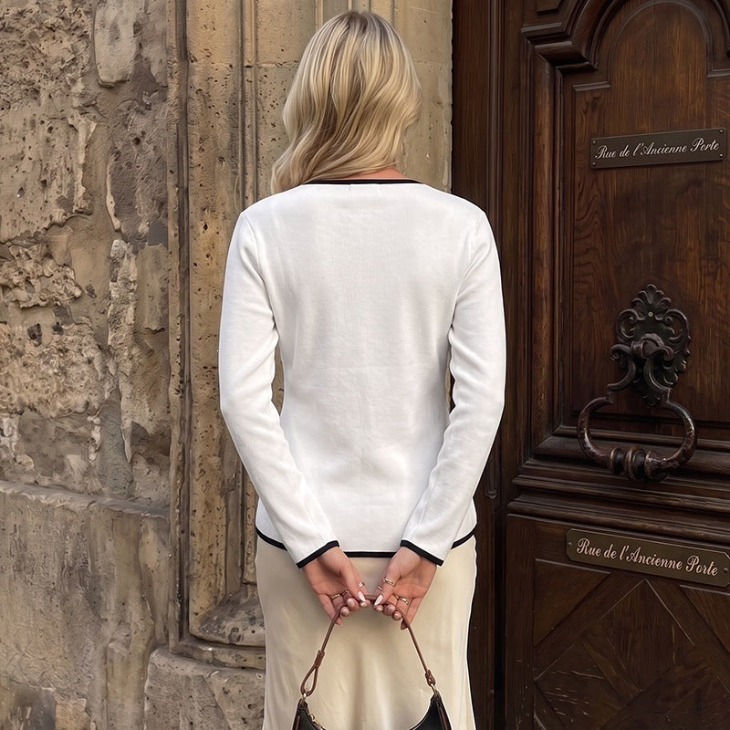 Damen Langarmshirt mit dekorativen Knöpfen Drune