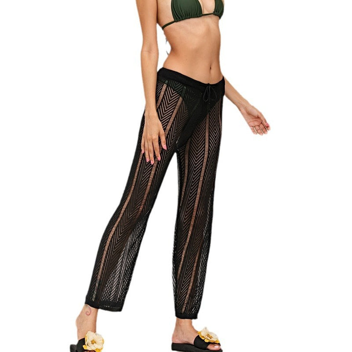 Damen gehäkelte Strandhose mit elegantem Chevron-Muster Drune