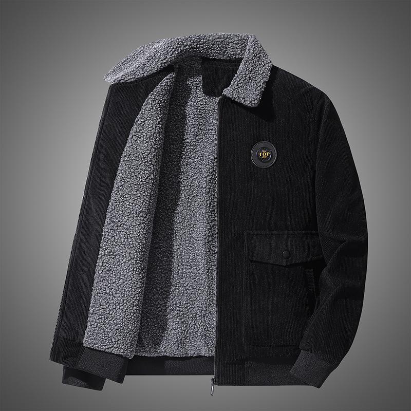 Herren Cord-Blouson mit Teddyfutter, Sherpa-Innenlage und Pattentaschen Drune