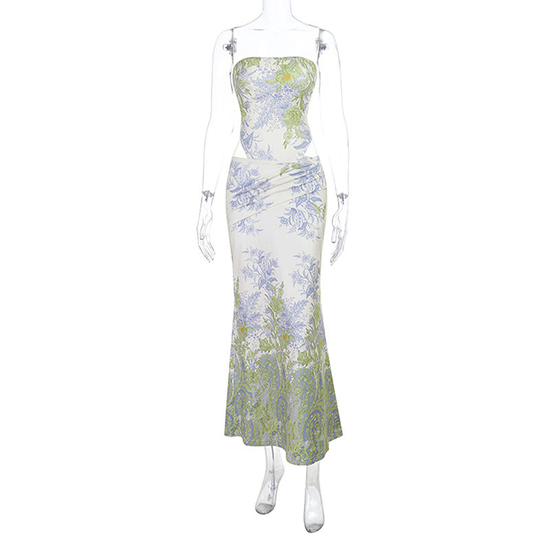 Damen Elegantes Maxikleid mit floralem Muster und figurbetontem Schnitt Drune