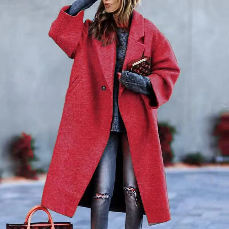 Damen Oversized Wollmantel mit klassischem Revers Drune