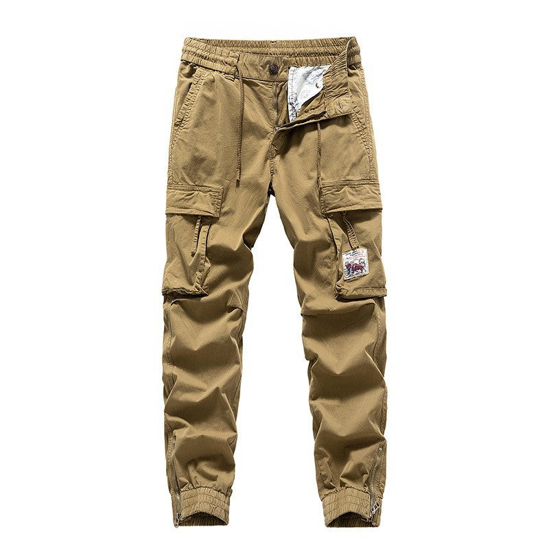 Herren Cargo-Jogger mit Zip-Knöchel, elastischem Bund, Multifach-Utility-Taschen und Vintage-Patch Drune