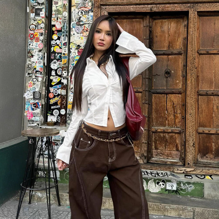 Damen Shirtjacke im urbanen Stil mit modischen Reißverschluss und praktischen Taschen Drune