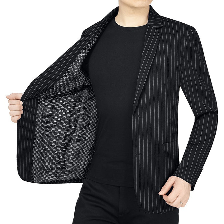 Herren Nadelstreifen-Sakko Slim-Fit mit kontrastivem Innenfutter Drune