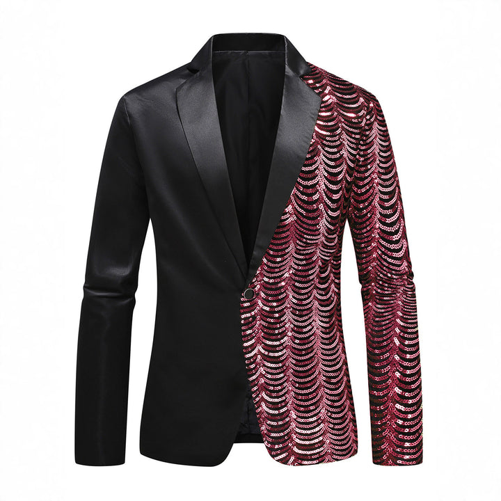Herren Glamour-Smoking-Sakko mit halbseitigem Paillettenbesatz und Satinrevers Drune