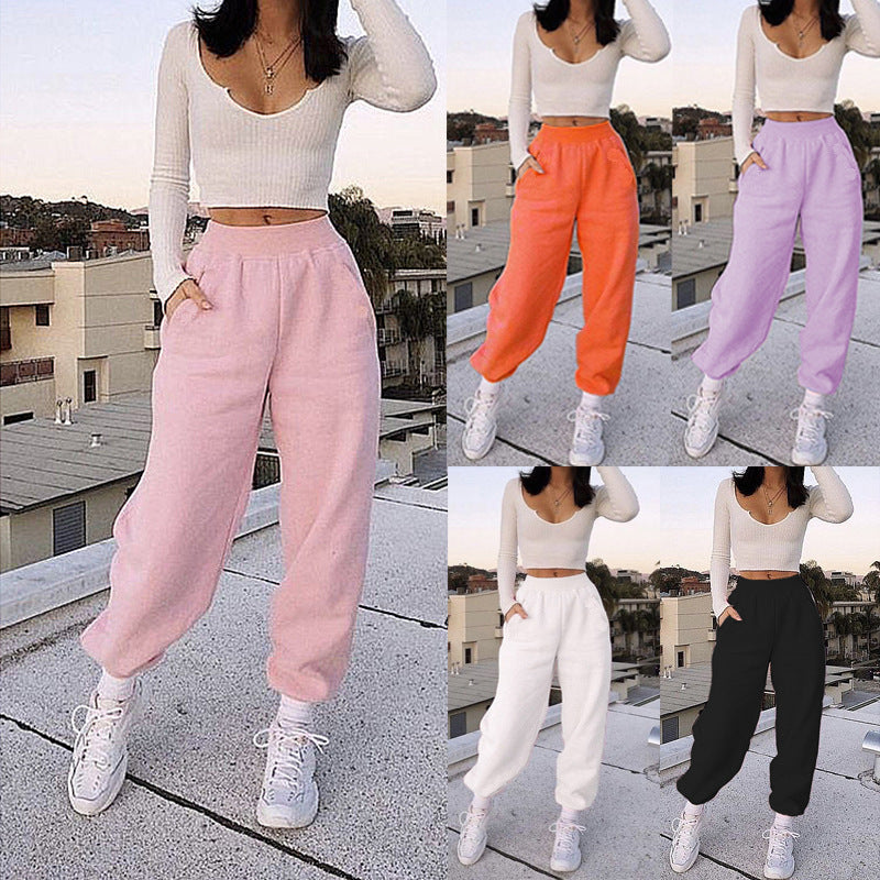 Damen Lässige Jogginghose mit elastischem Bund und seitlichen Taschen Drune