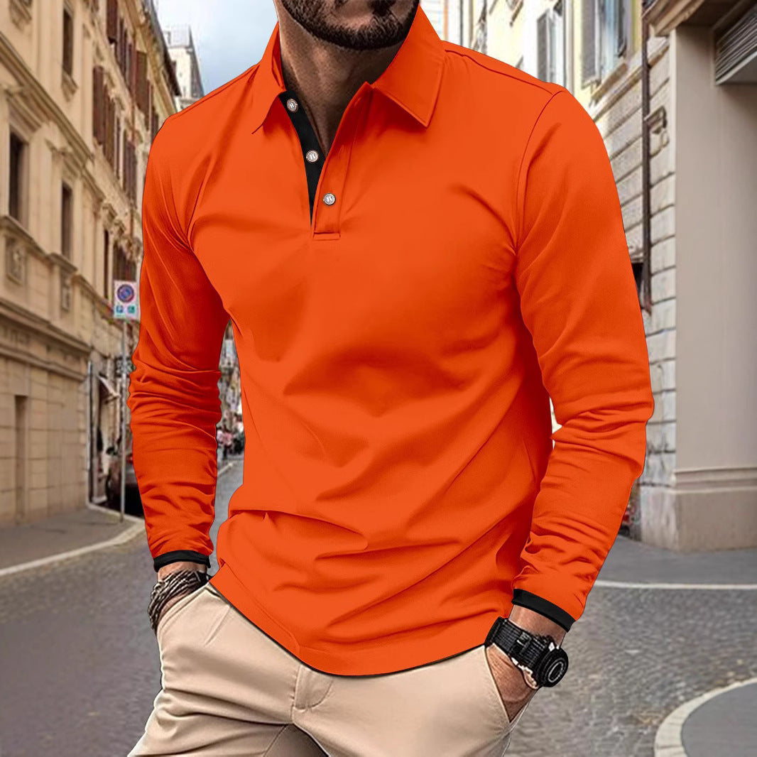 Herren Langarm Poloshirt mit stilvollem Kragen und eleganten Knopfdetails Drune