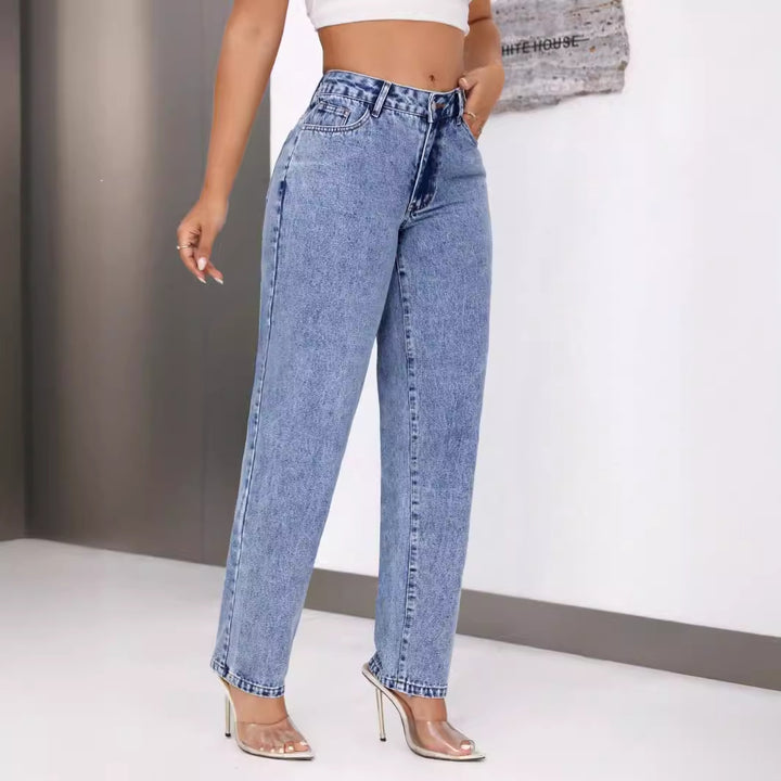 Damen High-Waisted Jeans mit weitem Bein Drune