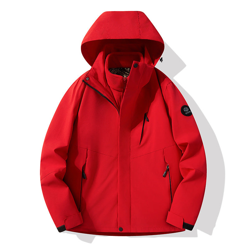 Herren Softshell-Outdoorjacke mit abnehmbarer Fleece‑Innenlage, verstellbarer Kapuze und wasserabweisenden Reißverschlüssen Drune