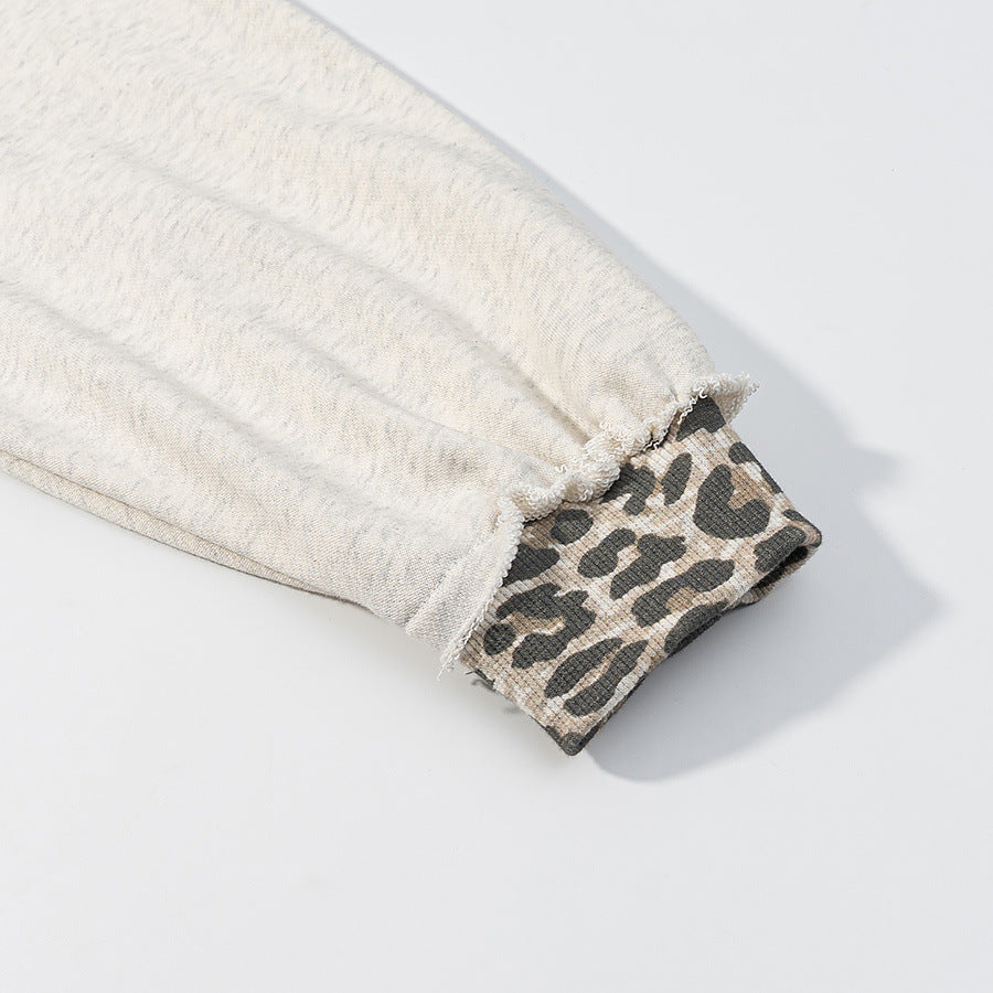 Damen Oversized Kapuzenpullover mit Leoprint-Futter und Destroy-Details Drune