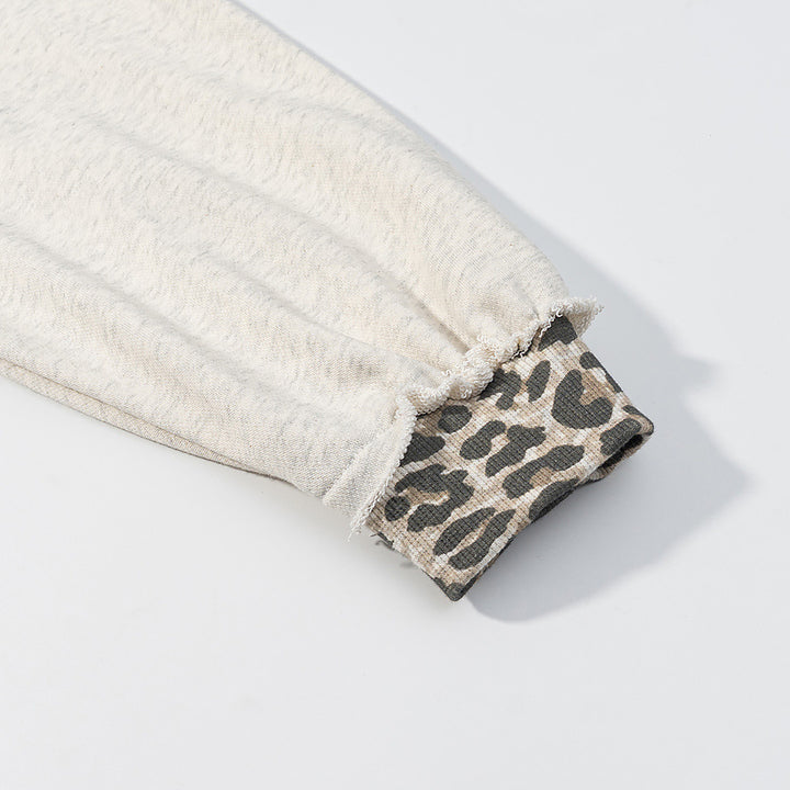 Damen Oversized Kapuzenpullover mit Leoprint-Futter und Destroy-Details Drune