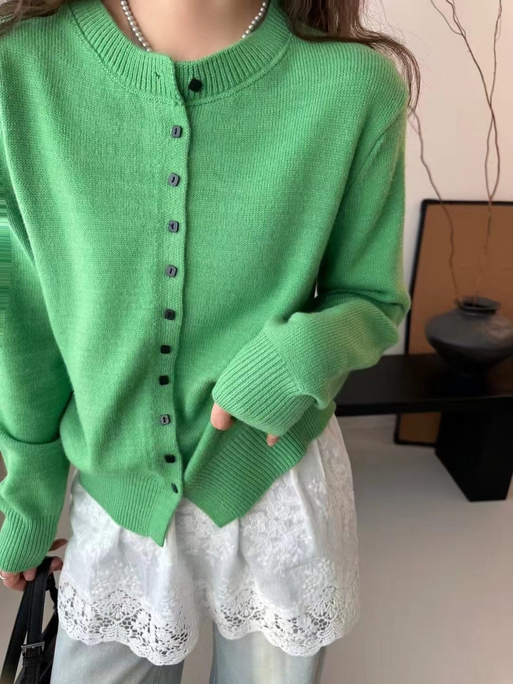 Damen edler Knopf-Cardigan aus hochwertiger Wolle Drune