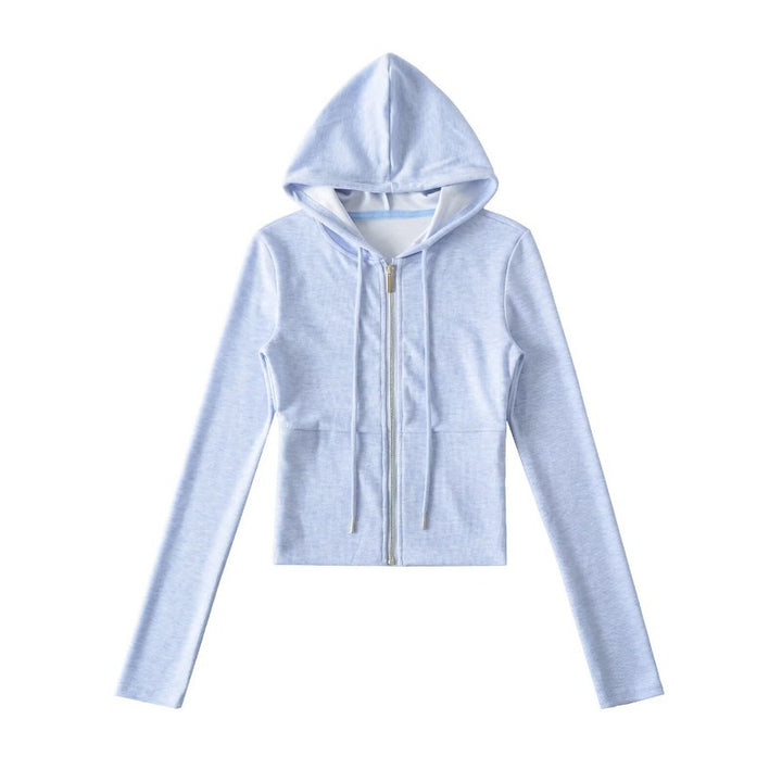Damen Crop-Hoodie mit praktischem Reißverschluss und sportlichem Design Drune