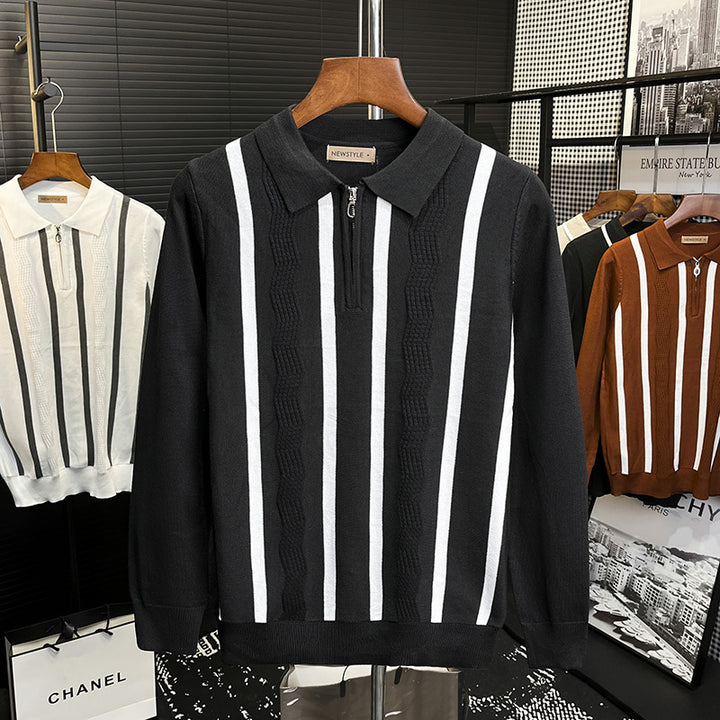 Herren Modisches Kurzarm Strickoberteil mit Reißverschluss Drune 1787964672