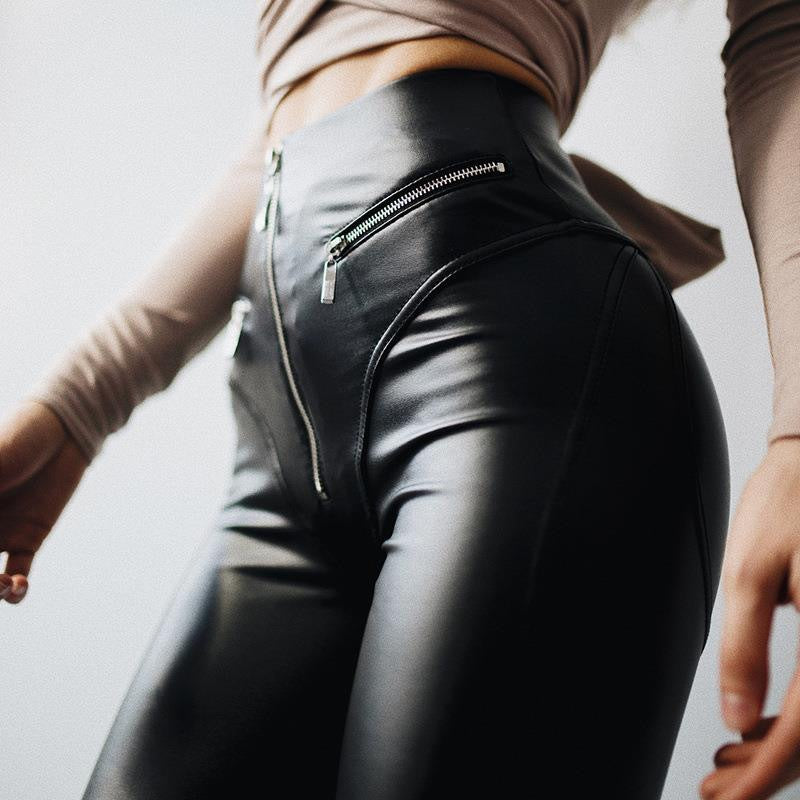Damen Hochwertige Wetlook-Leggings mit formendem Schnitt Drune