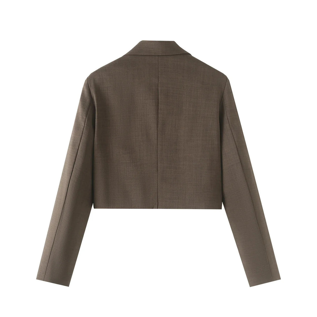 Damen nan cropped Reversblazer-Set mit kurzem Sakko und Highwaist Weitbein-Hose Drune