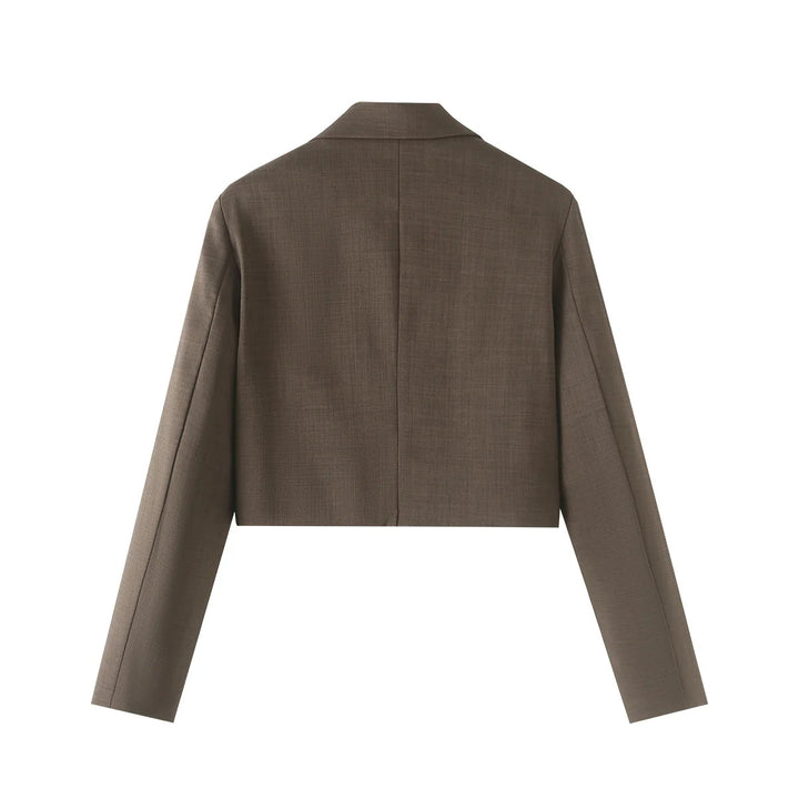Damen nan cropped Reversblazer-Set mit kurzem Sakko und Highwaist Weitbein-Hose Drune