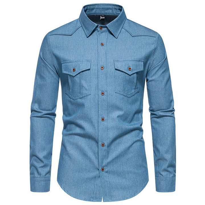 Herren Jeanshemd mit Western‑Yoke, aufgesetzten Brusttaschen und schmaler Casual‑Passform Drune