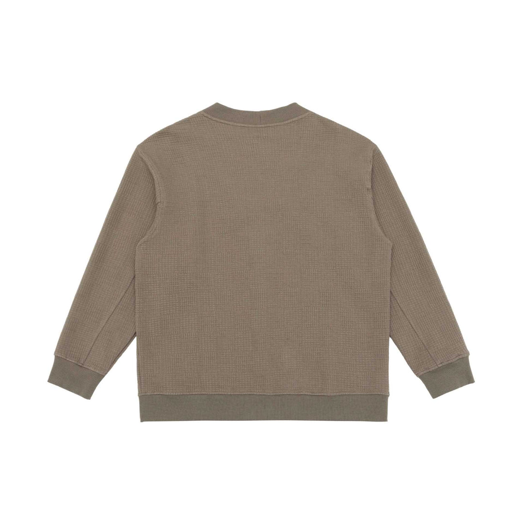 Unisex Waffelstruktur-Cardigan mit V-Ausschnitt, Knopfleiste und aufgesetzten Eingrifftaschen Drune