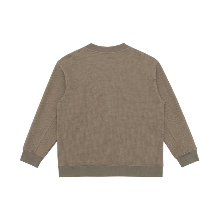Unisex Waffelstruktur-Cardigan mit V-Ausschnitt, Knopfleiste und aufgesetzten Eingrifftaschen Drune