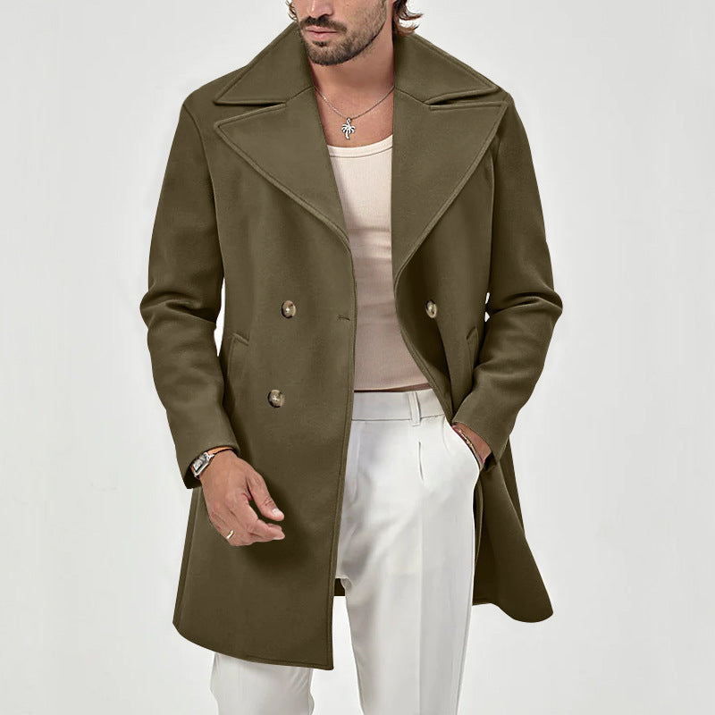 Herren eleganter Wollmantel mit doppelter Knopfleiste und modernem Schnitt Drune
