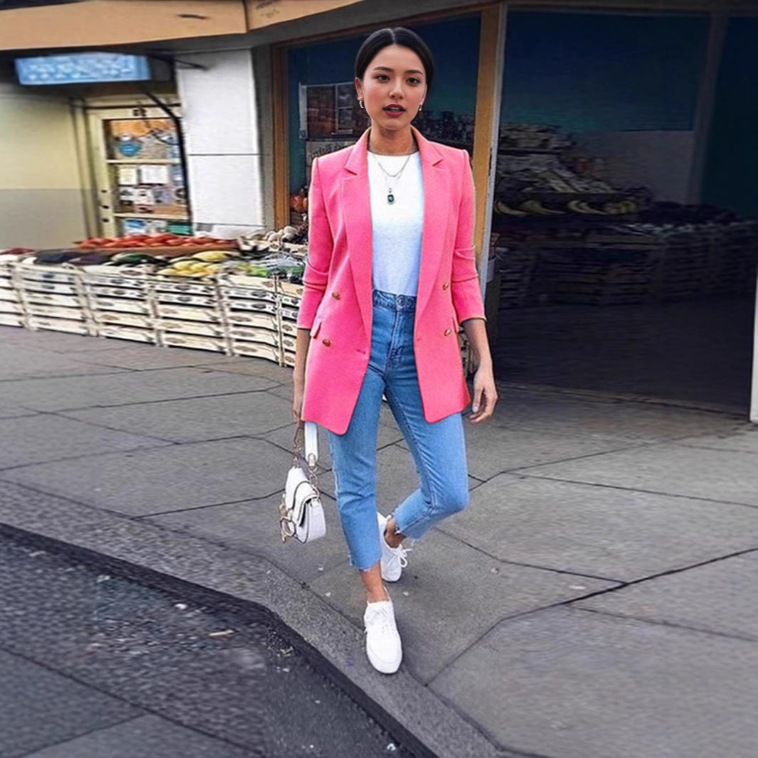 Damen Eleganter Blazer mit doppelter Knopfleiste Drune