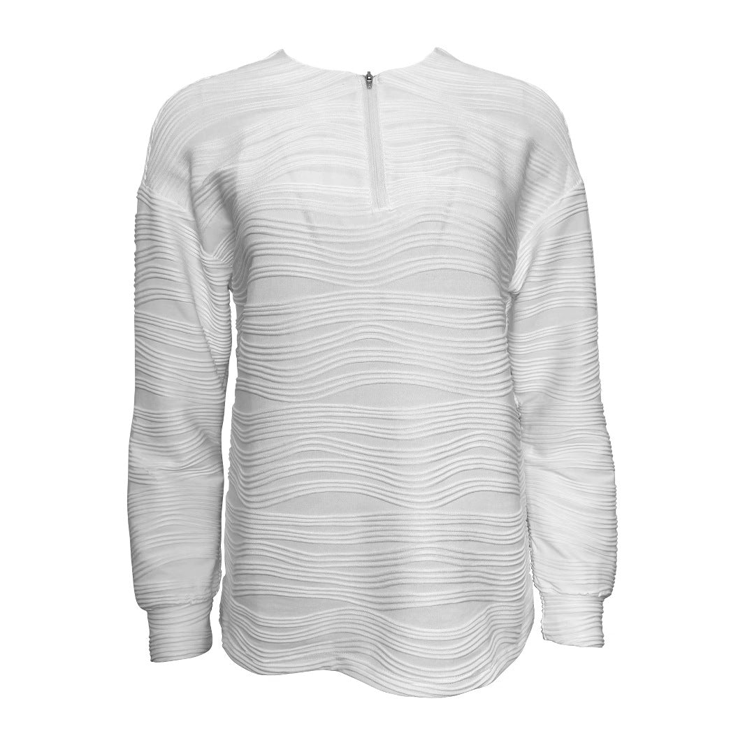 Damen lässiger Sweatshirt mit strukturiertem Design und Reißverschluss Drune
