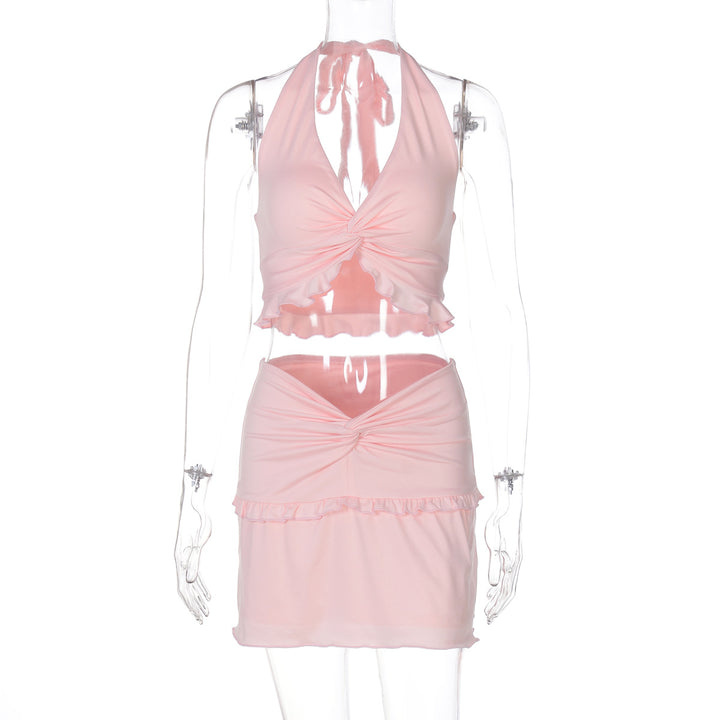 Damen Verspieltes Crop-Top und Minirock Set Drune
