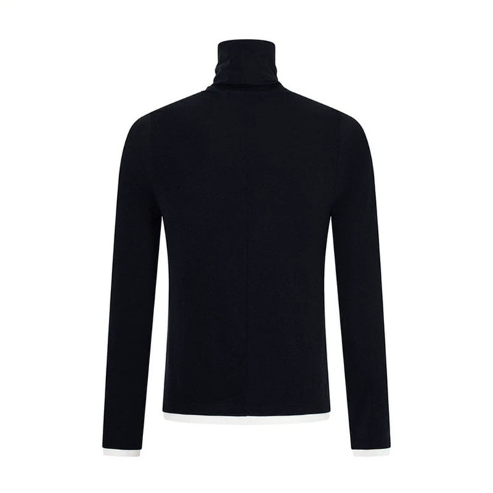 Herren Slim-Fit Rollkragen-Feinstrickshirt mit Melange-Jersey und Stretch Drune