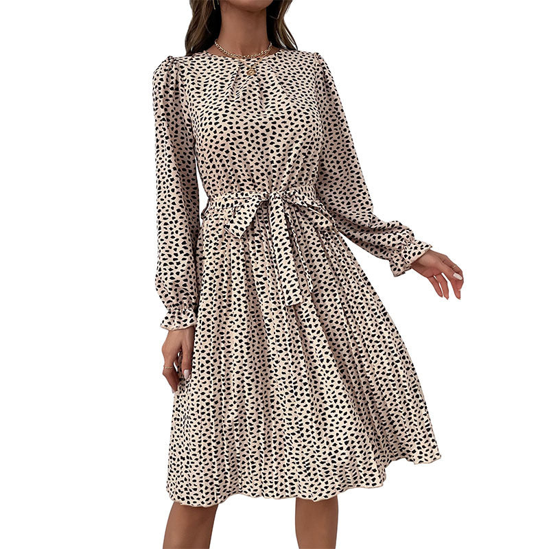 Damen Midikleid mit geraffter Taillenbinde und Plissée-Rock Drune
