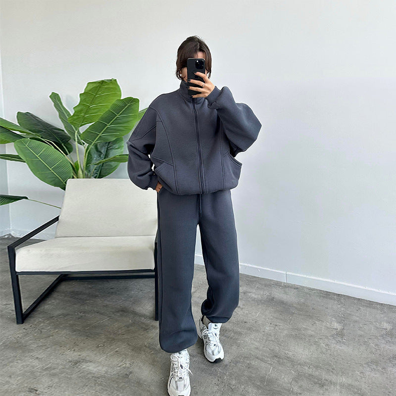 Damen lässiger Zweiteiler mit oversized Hoodie und Jogginghose Drune