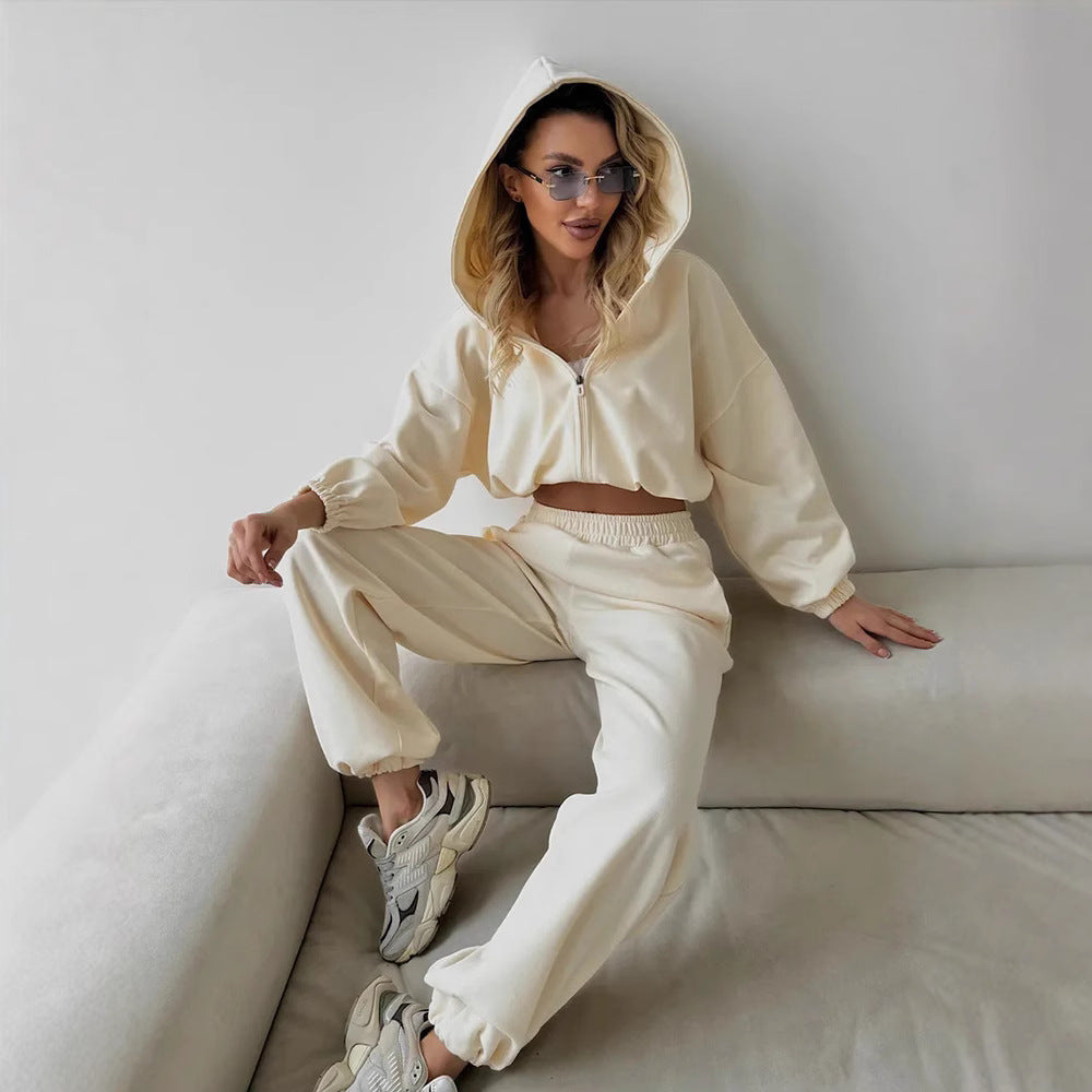 Damen lässiges Lounge-Set mit Hoodie und weiten Hosen Drune